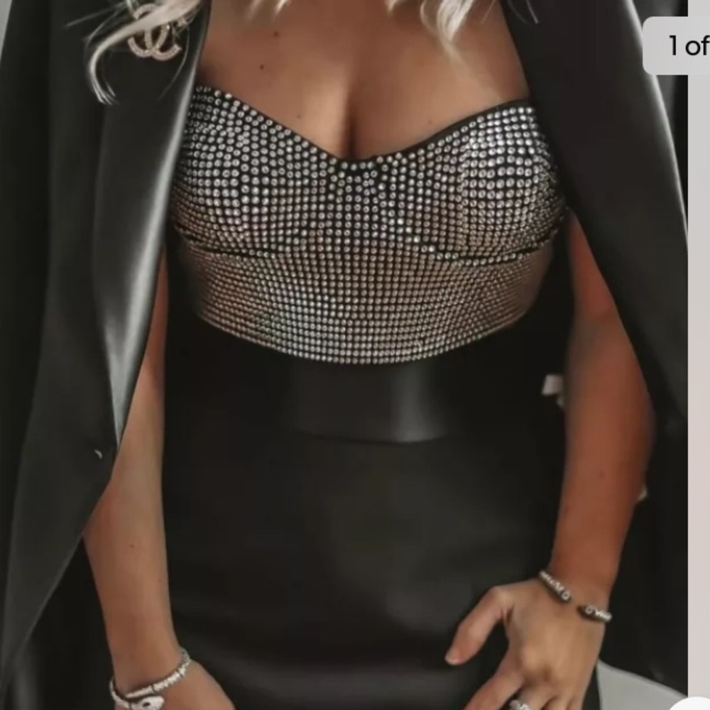 NWT Zara cropped sparkly black bustier